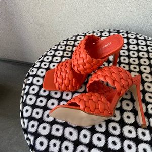 Orange/Coral Braided Heeled Mule